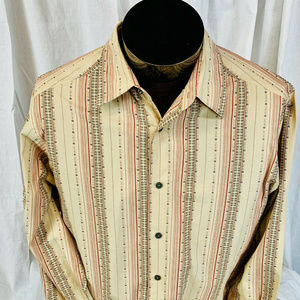 💼Crazy Horse Retro Beige Striped Dress Shirt